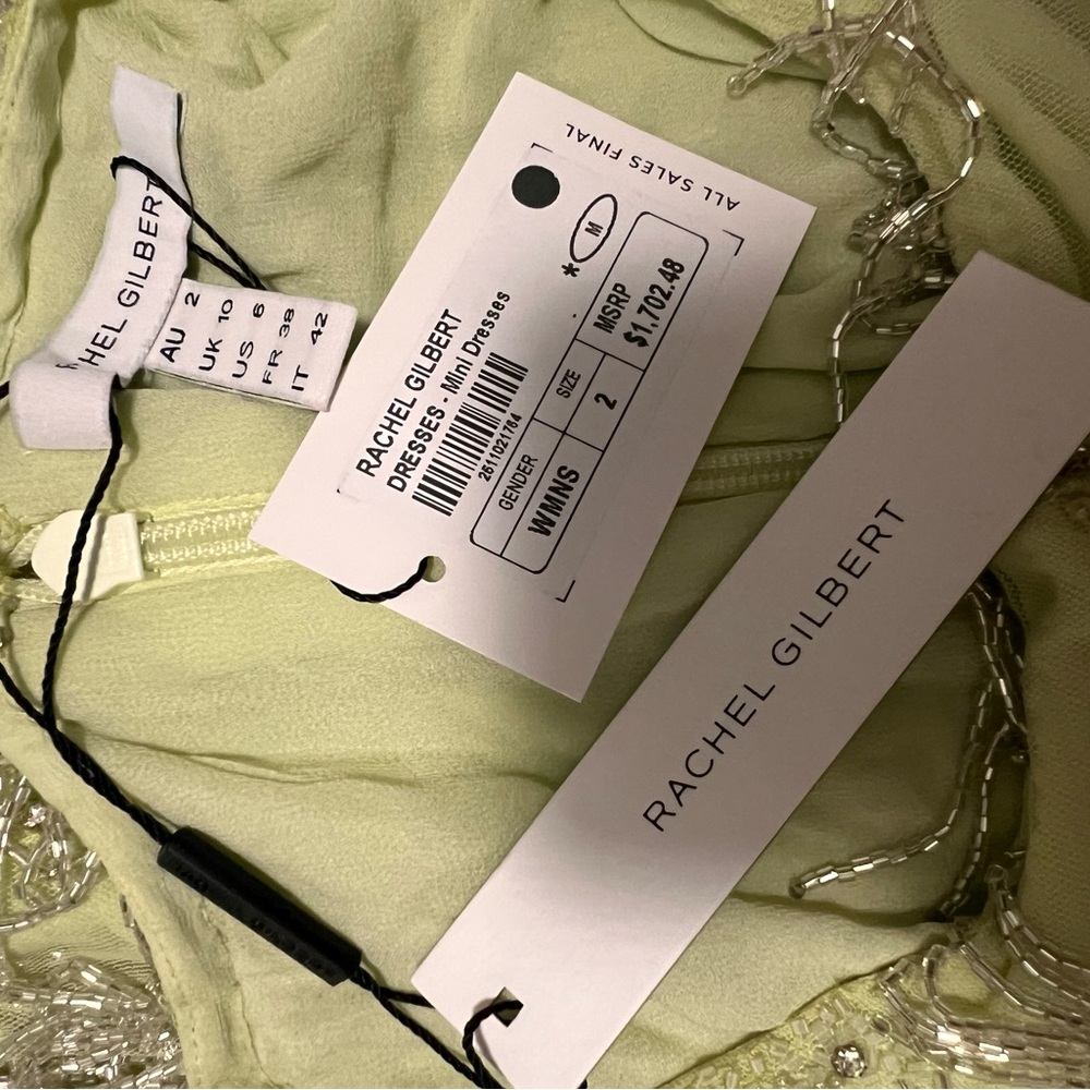 Rachel Gilbert Sequin Long Sleeve Dress in Cream and Silver - Picture 11 of 12
